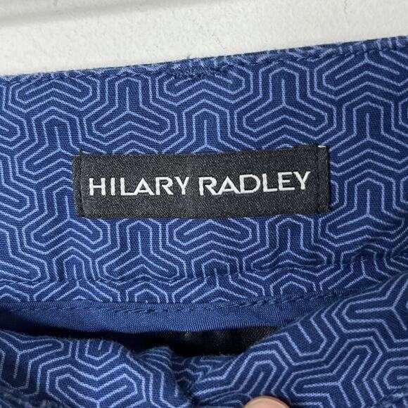 Hilary Radley Womens Cropped Dress Pants 6 Blue Geometric Print Slim Leg Stretch - Picture 4 of 7